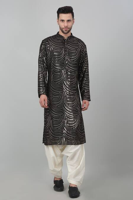 Buy Aham-Vayam Black Cotton Sequins, Embroidery Chandramani Kurta Set Online at Aza Fashions Buy_Aham-Vayam_Black Cotton Sequins, Embroidery Chandramani Kurta Set _Online_at_Aza_Fashions