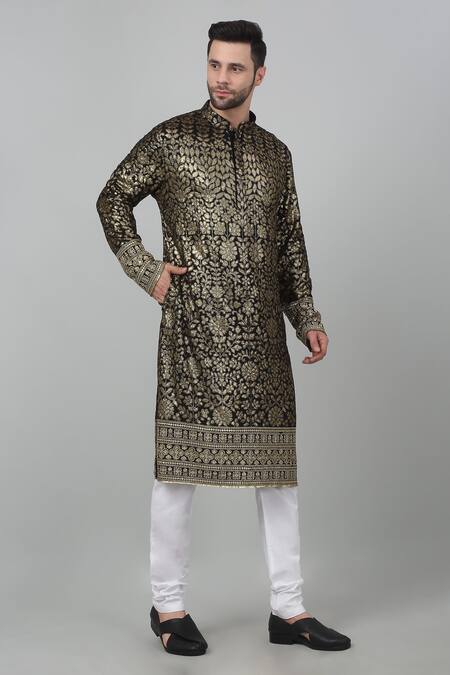 Buy Aham-Vayam Black Cotton Zari, Sequins Pulbangush Embroidered Kurta Set Online at Aza Fashions Buy_Aham-Vayam_Black Cotton Zari, Sequins Pulbangush Embroidered Kurta Set _Online_at_Aza_Fashions