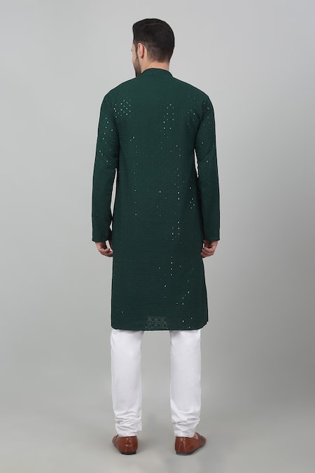 Aham-Vayam Thread & Sequin Embroidered Kurta Set 