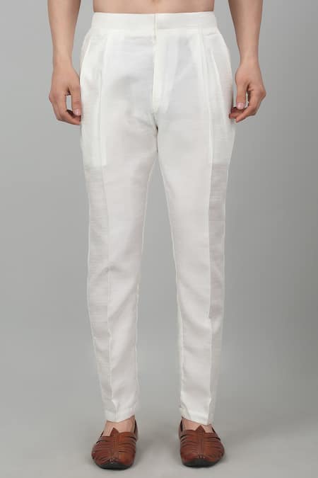 Aham-Vayam_Ivory Cotton Embroidery, Beads Suryamukh Thread Sherwani Set _Online_at_Aza_Fashions