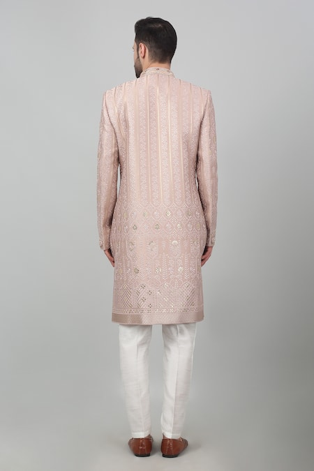 Aham-Vayam Gulposh Thread Embroidered Sherwani Set 