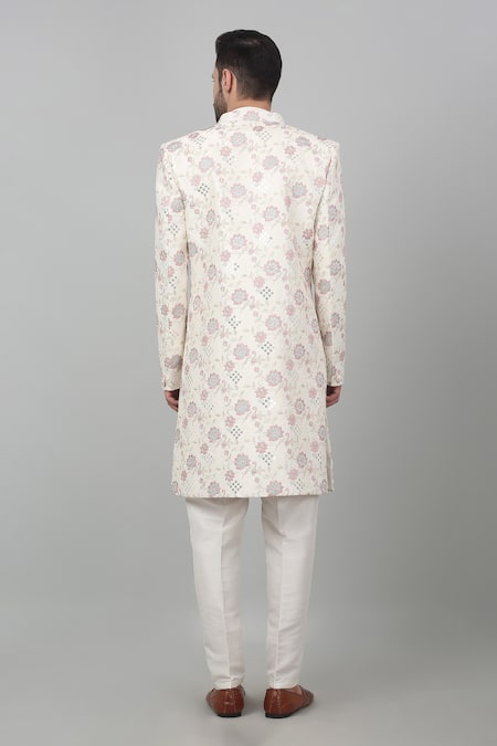 Aham-Vayam Gulnazm Thread Embroidered Sherwani Set 