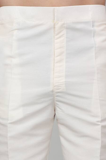 Aham-Vayam White Cotton Embroidery Gulnazm Thread Sherwani Set Online at Aza Fashions Aham-Vayam_White Cotton Embroidery Gulnazm Thread Sherwani Set _Online_at_Aza_Fashions