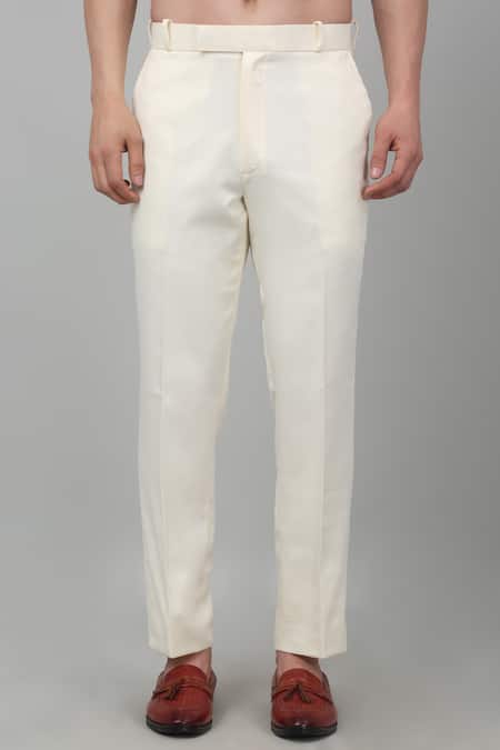 Aham-Vayam_Ivory Cotton Embroidery Firdaus Thread Bandhgala Set _Online_at_Aza_Fashions