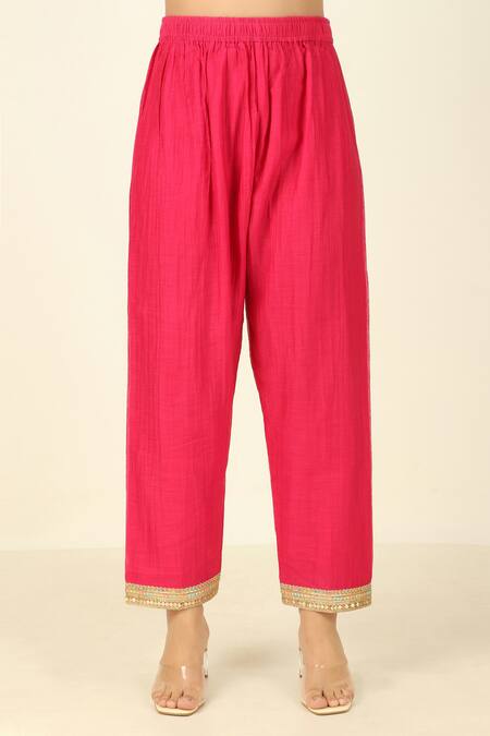 Tashee Yellow Chanderi, Cotton Embroidery, Foil Flower Vine Yoke Kurta Pant Set Online at Aza Fashions Tashee_Yellow Chanderi, Cotton Embroidery, Foil Flower Vine Yoke Kurta Pant Set _Online_at_Aza_Fashions