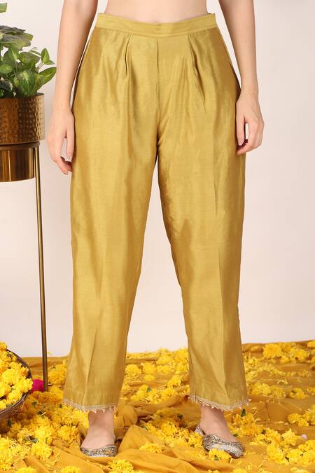 Tashee_Black Organza, Chanderi Embroidery, Pearls Zari Blossom Yoke Kurta With Pant _Online_at_Aza_Fashions