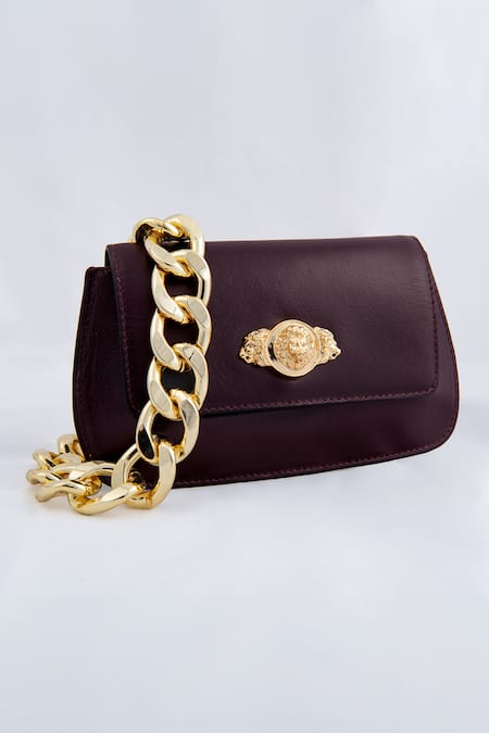 Buy_Saurav Ghosh_Purple Brooches Elite Animal Carved Clutch_Online_at_Aza_Fashions