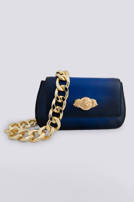 Buy_Saurav Ghosh_Blue Brooches Elite Carved Rectangle Shaped Clutch_Online_at_Aza_Fashions