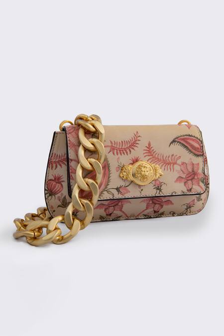 Buy_Saurav Ghosh_Beige Brooches Elite Vintage Chintz Print Clutch_Online_at_Aza_Fashions