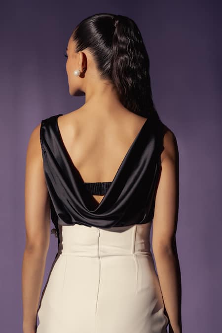 Sameer Madan Pearl Embellished Corseted Wrap Skirt 