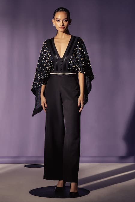 Sameer Madan Pearl Embellished High Waist Trouser 