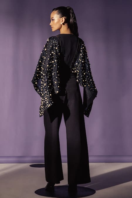 Sameer Madan Pearl Embellished High Waist Trouser 