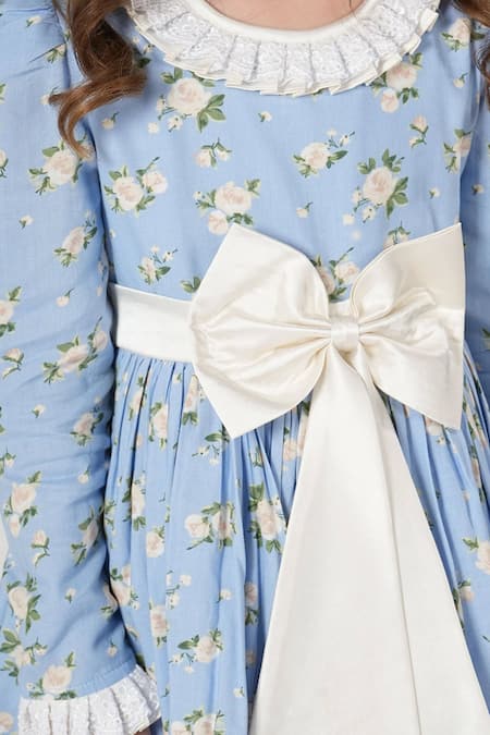 The Pony & Peony Co. Blue Cotton Layered Frilled Collar Dress   3