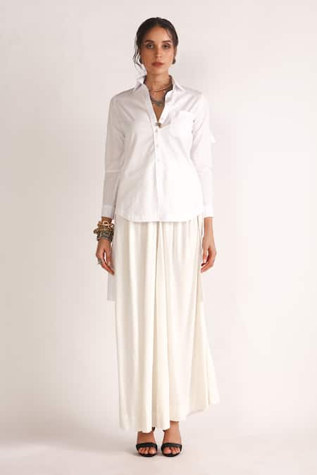 House of Three Ida Panelled High-Low Shirt 