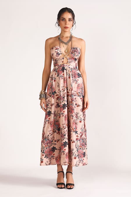 House of Three Neri Floral Print Linen Dress 