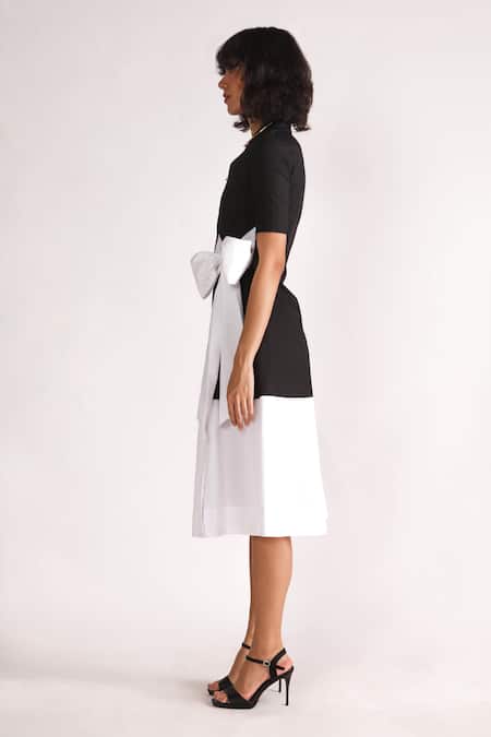 Buy House Of Three Black Poplin Collared Artha Color Block Wrap Dress Online at Aza Fashions Buy_House Of Three_Black Poplin Collared Artha Color Block Wrap Dress _Online_at_Aza_Fashions
