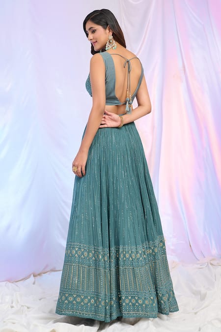 Aariyana Couture Sequin Hand Work Pleated Lehenga Set 