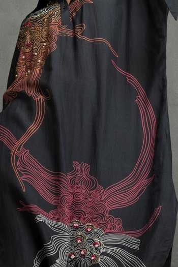 Buy_Kahani Lush_Black Cotton, Silk Sequins, Beads Abstract Print Shirt Tunic And Pant Set _Online_at_Aza_Fashions