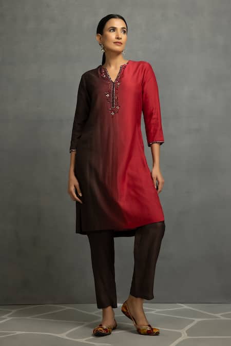 Kahani Lush Embroidered Neckline Kurta & Pant Set 