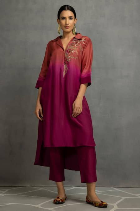 Kahani Lush Ombre Floral Embroidered Kurta & Pant Set 