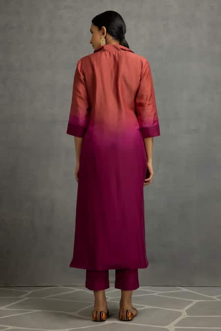 Kahani Lush Ombre Floral Embroidered Kurta & Pant Set 