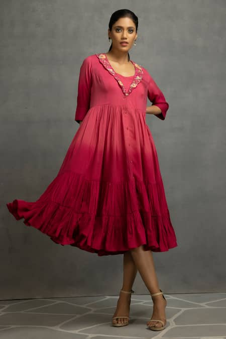 Kahani Lush Ombre Applique Work Dress 