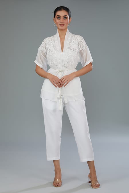 Kahani Lush Floral Embroidered Shirt & Pant Set 