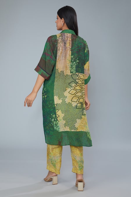 Kahani Lush Abstract Printed Cotton Silk Kurta & Pant Set 