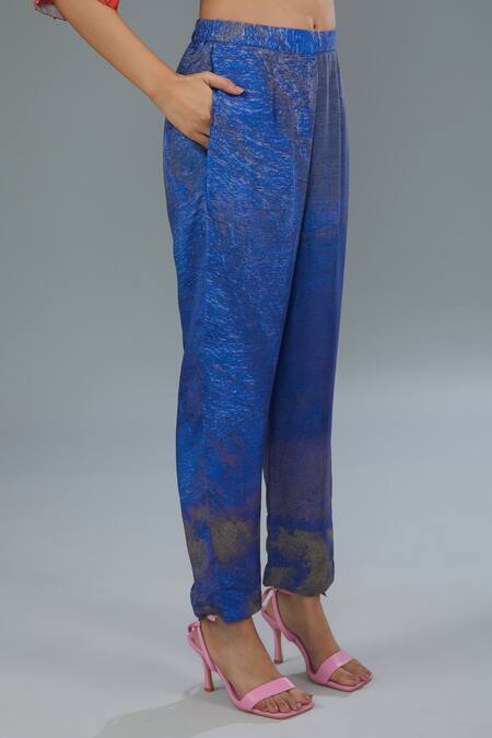 Shop Kahani Lush Multi Color Cotton, Silk Tassels Collared Lotus Print Shirt Kurta And Pant Set Online at Aza Fashions Shop_Kahani Lush_Multi Color Cotton, Silk Tassels Collared Lotus Print Shirt Kurta And Pant Set _Online_at_Aza_Fashions