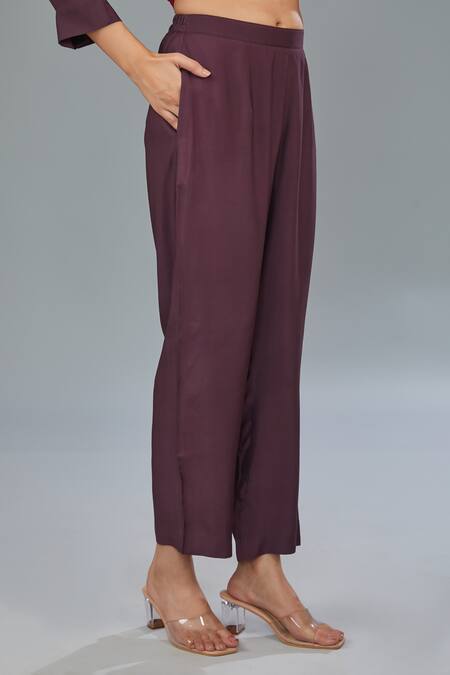 Buy_Kahani Lush_Red Cotton, Silk Mandarin Collar Ombre Shirt Kurta And Pant Set _Online_at_Aza_Fashions