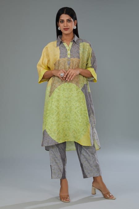 Kahani Lush Flower Print Shirt Kurta & Pant Set 