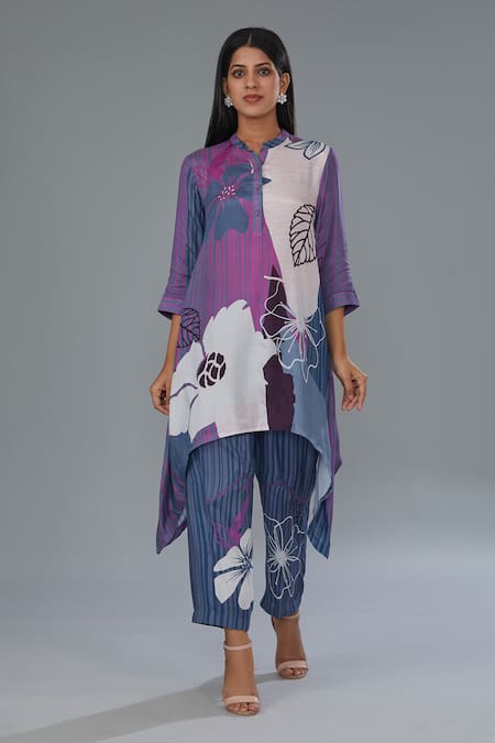 Kahani Lush Leaf Print Shirt Kurta & Pant Set 