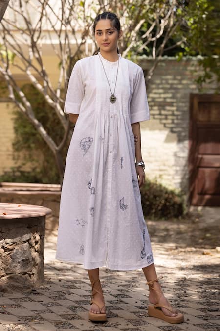 Kahani Lush Multi Motif Embroidered Shirt Dress 