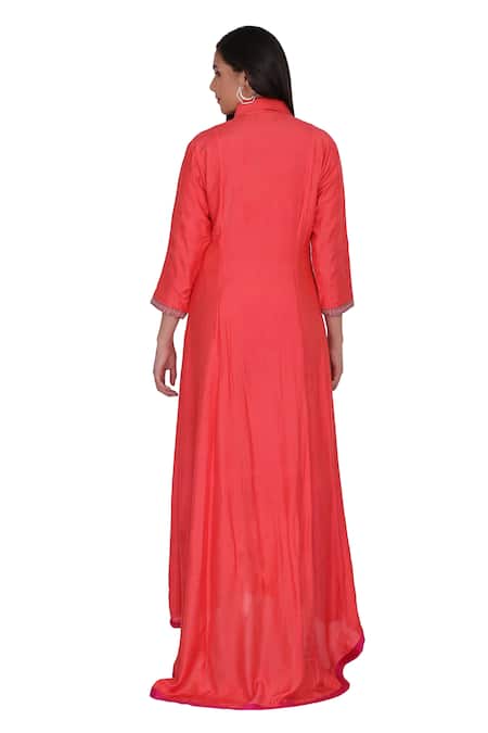 Kahani Lush Collar Embroidered Chanderi Dress 