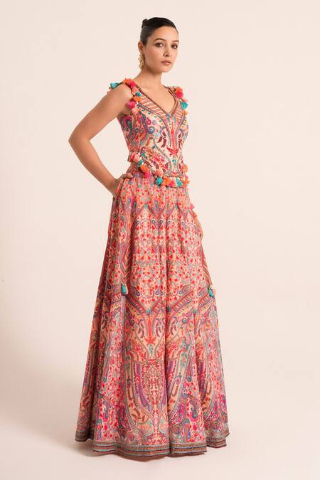 Buy Ruhr India Multi Color Denim, Silk Tassels, Pearls, Embellished Top And Sharara Set Online at Aza Fashions Buy_Ruhr India_Multi Color Denim, Silk Tassels, Pearls, Embellished Top And Sharara Set _Online_at_Aza_Fashions