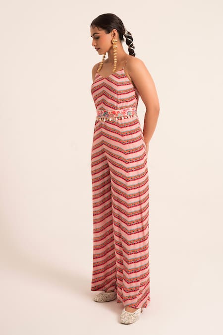 Buy Ruhr India Multi Color Crepe Beads, Embroidery, Applique, Chevron Print Jumpsuit Jacket Set Online at Aza Fashions Buy_Ruhr India_Multi Color Crepe Beads, Embroidery, Applique, Chevron Print Jumpsuit Jacket Set _Online_at_Aza_Fashions