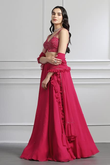 Buy Baya Pink Georgette, Viscose Cut Work, Ambrosia Cutdana Embroidered Lehenga Set Online at Aza Fashions Buy_Baya_Pink Georgette, Viscose Cut Work, Ambrosia Cutdana Embroidered Lehenga Set _Online_at_Aza_Fashions