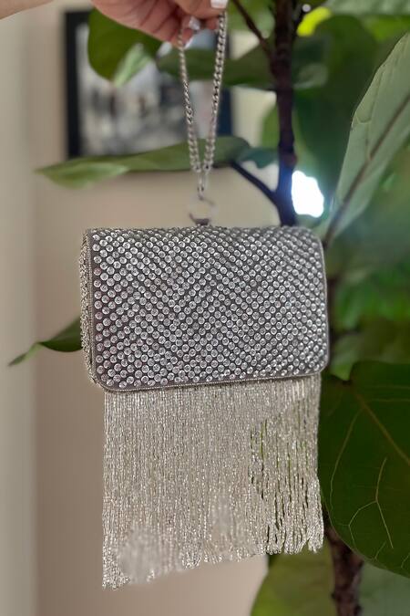 Bhavna Kumar Metallic Tasseled Clutch 