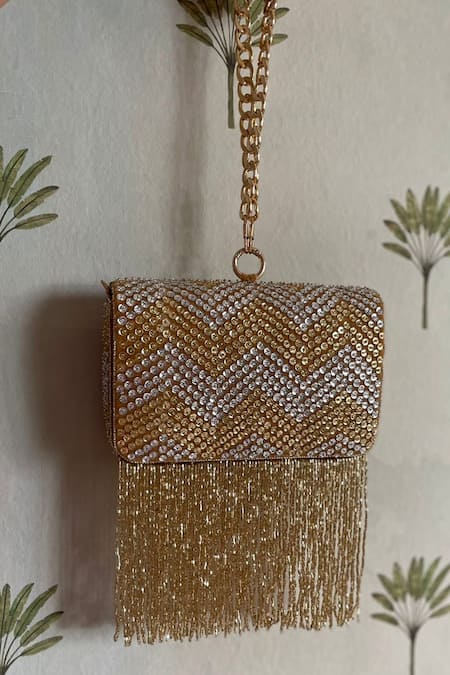 Bhavna Kumar Gold Sequins Chevron Work Bag