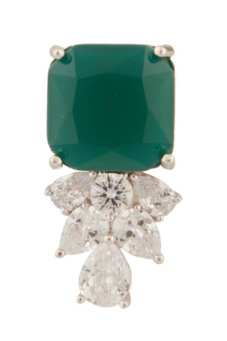 Moh-Maya By Disha Khatri Silver Plated Zari, Stones Quad Emerald Encrusted Jewellery Set Online at Aza Fashions Moh-Maya By Disha Khatri_Silver Plated Zari, Stones Quad Emerald Encrusted Jewellery Set _Online_at_Aza_Fashions