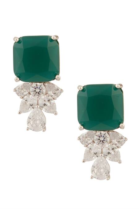 Buy Moh-Maya By Disha Khatri Silver Plated Zari, Stones Quad Emerald Encrusted Jewellery Set Online at Aza Fashions Buy_Moh-Maya By Disha Khatri_Silver Plated Zari, Stones Quad Emerald Encrusted Jewellery Set _Online_at_Aza_Fashions