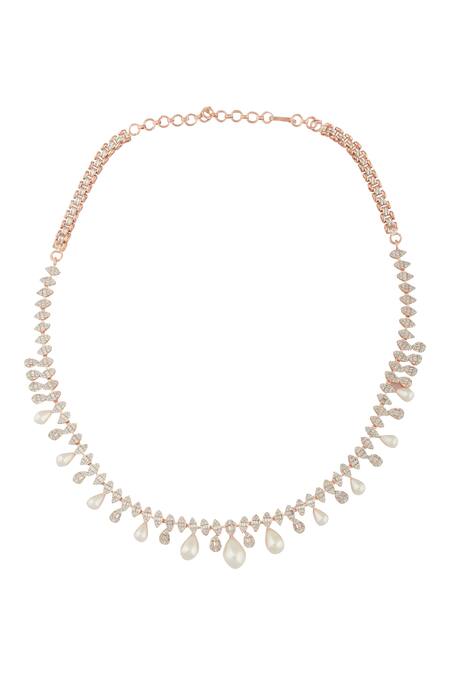 Buy_Moh-Maya By Disha Khatri_Gold Plated Pearls, Diamonds Moissanite Dew Encrusted Jewellery Set _Online_at_Aza_Fashions