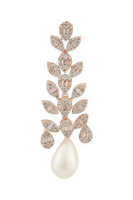 Shop_Moh-Maya By Disha Khatri_Gold Plated Pearls, Diamonds Moissanite Dew Encrusted Jewellery Set _Online_at_Aza_Fashions