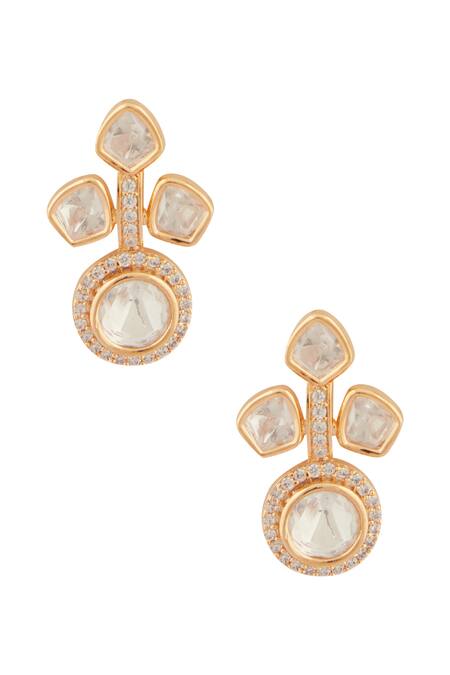 Shop Moh-Maya By Disha Khatri Gold Plated Imitation Diamonds Blissful Dew Moissanite Encrusted Jewellery Set Online at Aza Fashions Shop_Moh-Maya By Disha Khatri_Gold Plated Imitation Diamonds Blissful Dew Moissanite Encrusted Jewellery Set _Online_at_Aza_Fashions