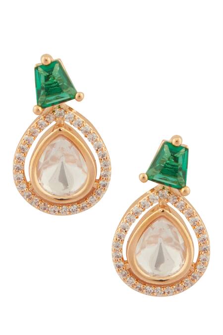 Moh-Maya By Disha Khatri_Gold Plated Diamonds, Stones Gleaming Moissanite Kundan Encrusted Jewellery Set _Online_at_Aza_Fashions