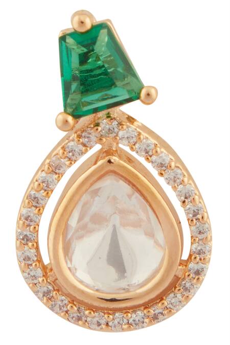 Moh-Maya By Disha Khatri_Gold Plated Diamonds, Stones Gleaming Moissanite Kundan Encrusted Jewellery Set _at_Aza_Fashions