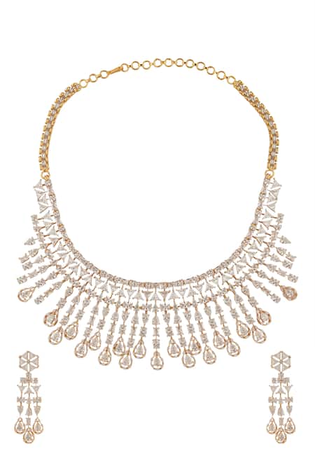 Moh-Maya By Disha Khatri Cosmic Zircon Encrusted Choker Jewellery Set 