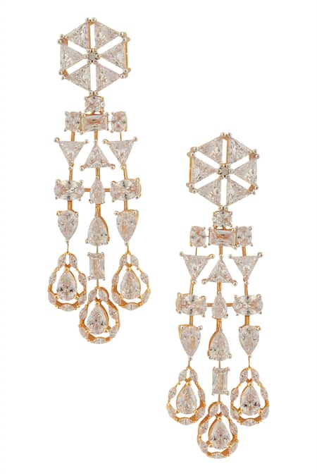 Moh-Maya By Disha Khatri_Gold Plated Zari Cosmic Zircon Encrusted Choker Jewellery Set _Online_at_Aza_Fashions