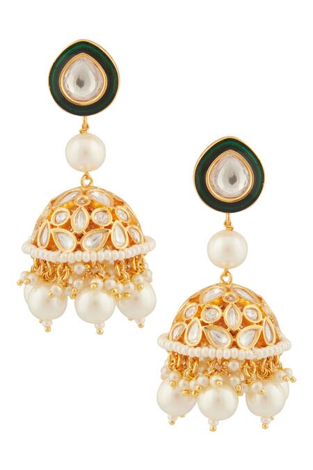 Buy_Moh-Maya By Disha Khatri_Gold Plated Pearls, Metallic Thread Layered Kundan Meenakari Jewellery Set_Online_at_Aza_Fashions
