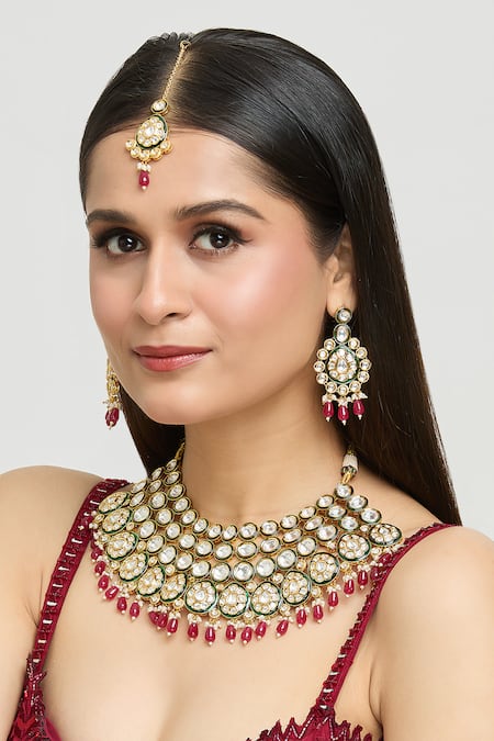 Moh-Maya By Disha Khatri Brienna Bloom Meenakari Kundan Jewellery Set 